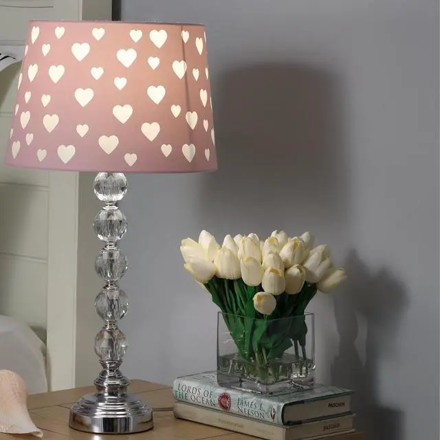Alt view image 4 of 5 - 22" Heart Crystal Stacked Orb Metal Table Lamp "Ariel" Pink / White