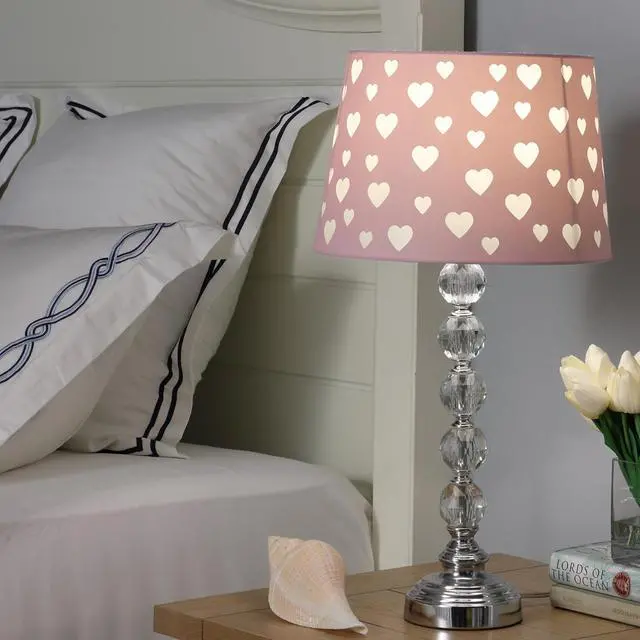 Alt view image 5 of 5 - 22" Heart Crystal Stacked Orb Metal Table Lamp "Ariel" Pink / White