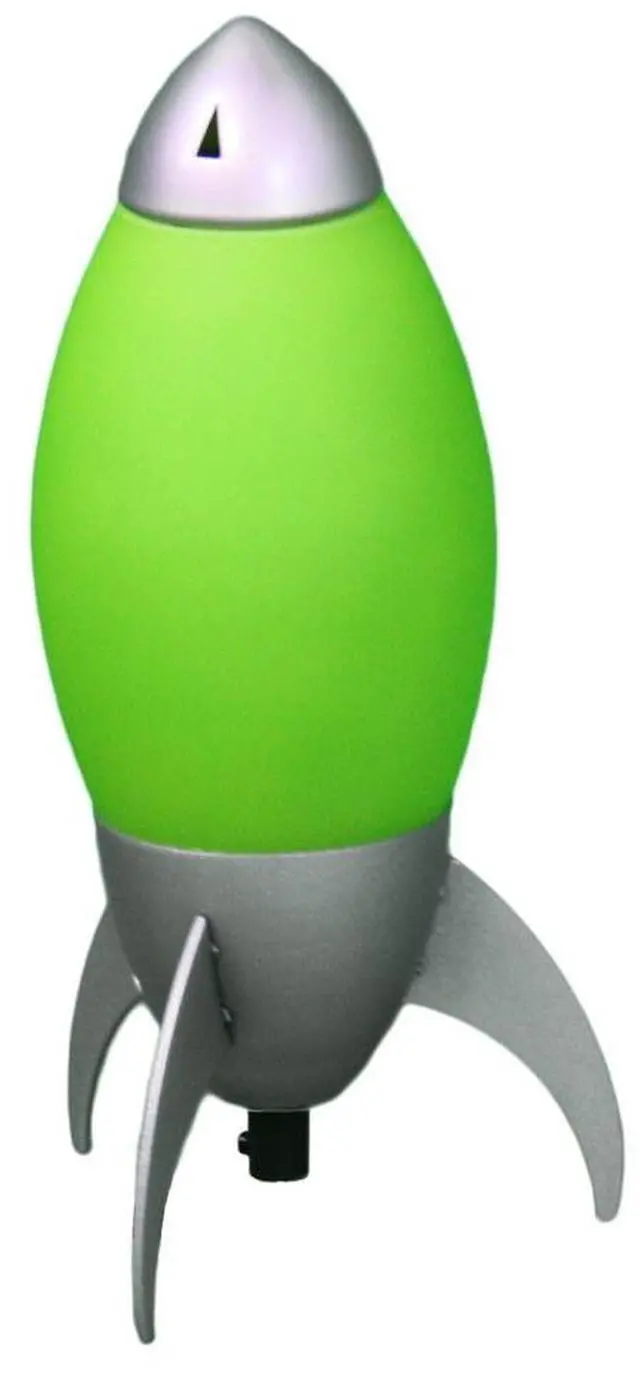 Main image of 10.5" Tall Acrylic Kids Table Lamp, Rocket Ship Design, Green