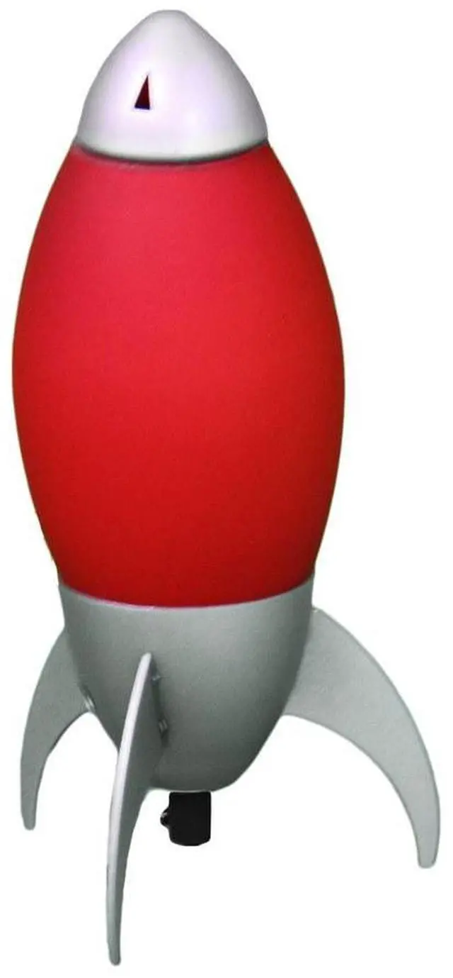 Main image of 10.5" Tall Acrylic Kids Table Lamp, Rocket Ship Design, Red
