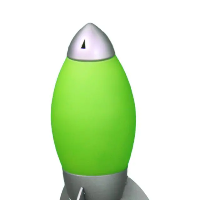 Alt view image 2 of 5 - 10.5" Tall Acrylic Kids Table Lamp, Rocket Ship Design, Green