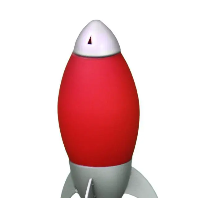 Alt view image 2 of 5 - 10.5" Tall Acrylic Kids Table Lamp, Rocket Ship Design, Red