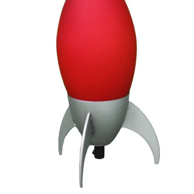 Alt view image 3 of 5 - 10.5" Tall Acrylic Kids Table Lamp, Rocket Ship Design, Red