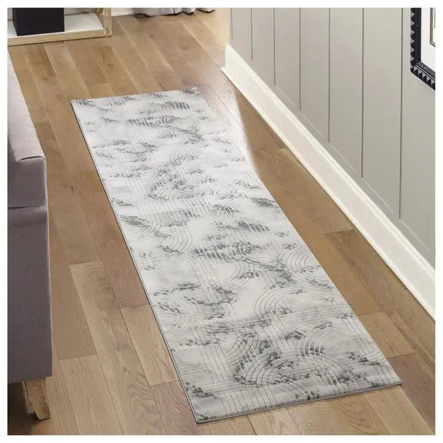 Alt view image 2 of 6 - Geometrix GC_DIM1003 Gray 2 ft. 7 in. x 9 ft. 10 in. Area Rug