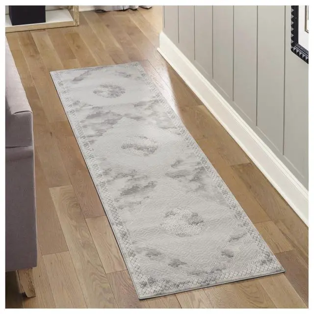 Alt view image 2 of 6 - Geometrix GC_DIM1004 Gray 2 ft. 7 in. x 9 ft. 10 in. Area Rug