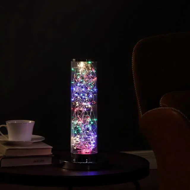 Alt view image 3 of 5 - 13-inch Exposed Multi-Colored Rope Led Namiri Column Table Lamp