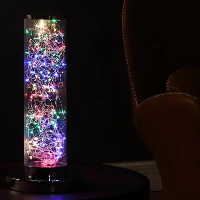 Alt view image 4 of 5 - 13-inch Exposed Multi-Colored Rope Led Namiri Column Table Lamp