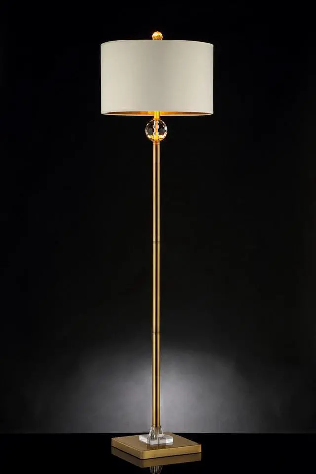 Alt view image 2 of 4 - 63.25-inch Perspicio Solid Crystal Orb Gold Column Floor Lamp