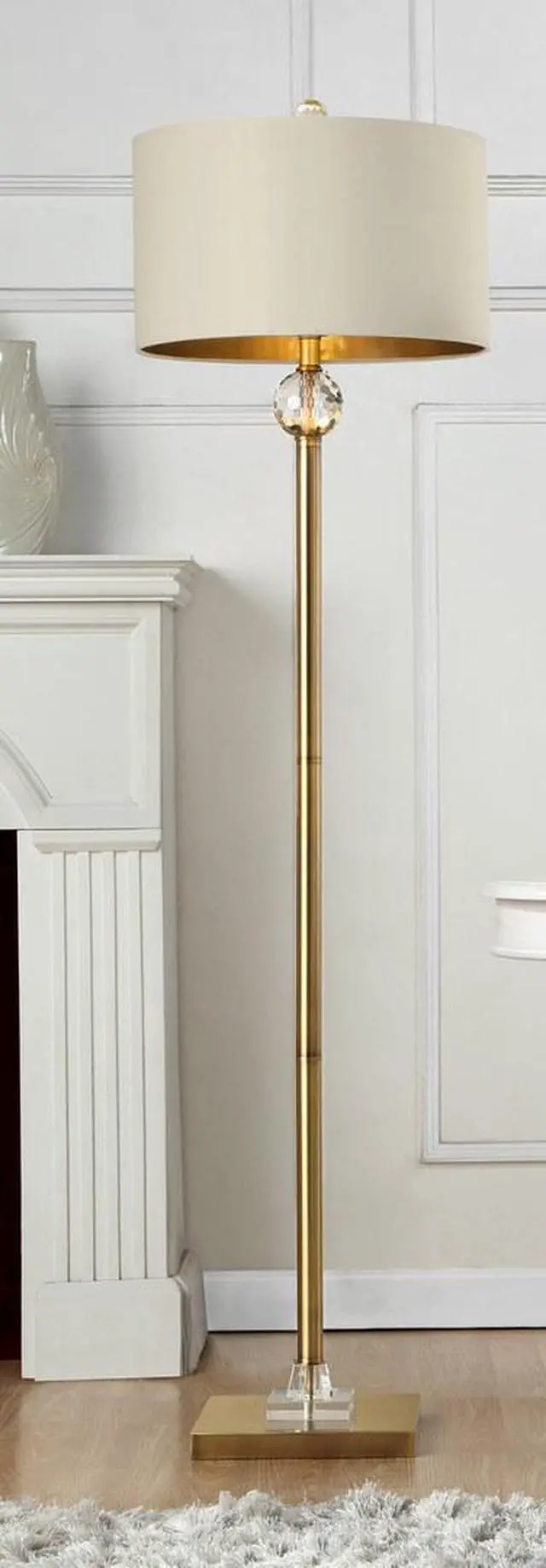 Alt view image 3 of 4 - 63.25-inch Perspicio Solid Crystal Orb Gold Column Floor Lamp