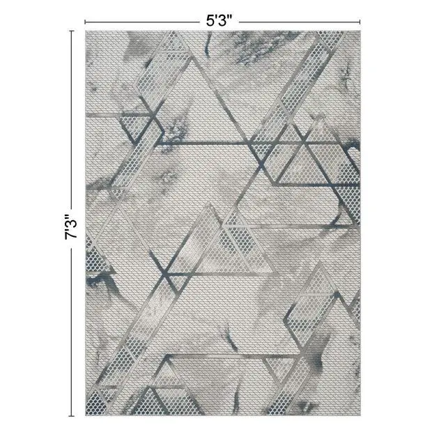 Alt view image 3 of 6 - Geometrix GC_DIM1006 Gray 5 ft. 3 in. x 7 ft. 3 in. Area Rug