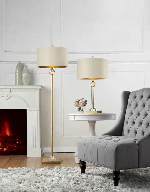 Alt view image 4 of 4 - 63.25-inch Perspicio Solid Crystal Orb Gold Column Floor Lamp