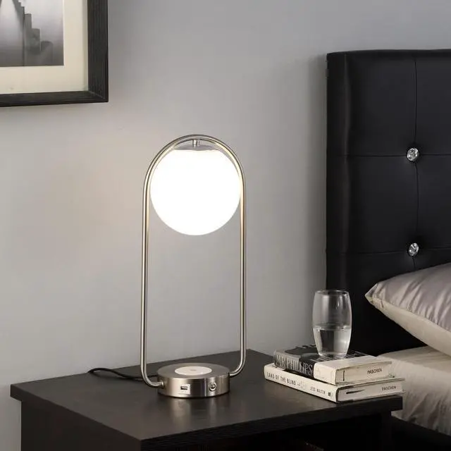 Alt view image 4 of 5 - 19.25-inch-Long Neilsen Retro Table Lamp W/ Charging Station and Usb Port