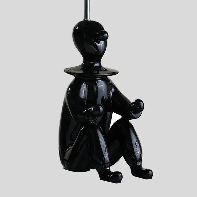 Alt view image 4 of 5 - 21.25" Black Modern Clown Phone Holder Resin Table Lamp