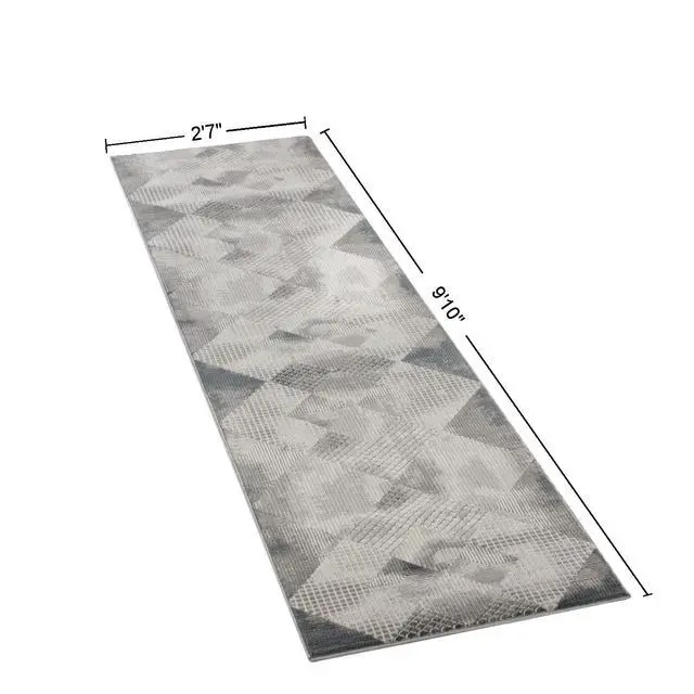 Alt view image 3 of 6 - Geometrix GC_DIM1009 Gray 2 ft. 7 in. x 9 ft. 10 in. Area Rug