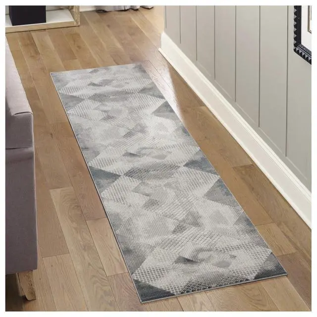 Alt view image 2 of 6 - Geometrix GC_DIM1009 Gray 2 ft. 7 in. x 9 ft. 10 in. Area Rug