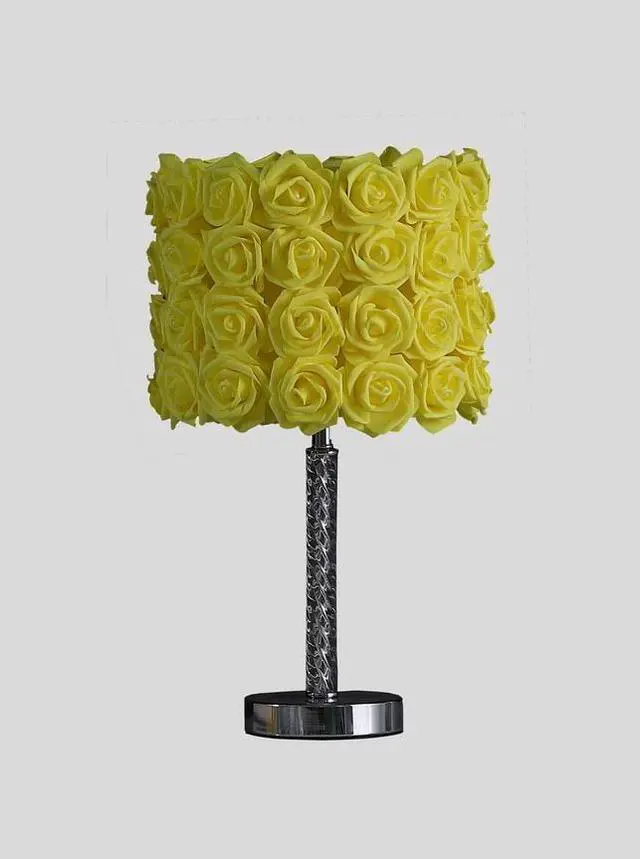 Main image of 18.25" Yellow Roses in Bloom Acrylic / Metal Table Lamp