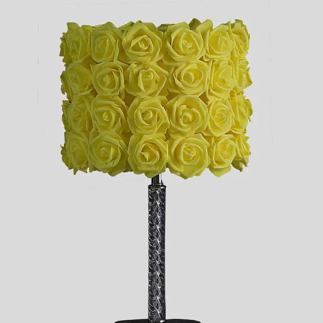 Alt view image 4 of 5 - 18.25" Yellow Roses in Bloom Acrylic / Metal Table Lamp
