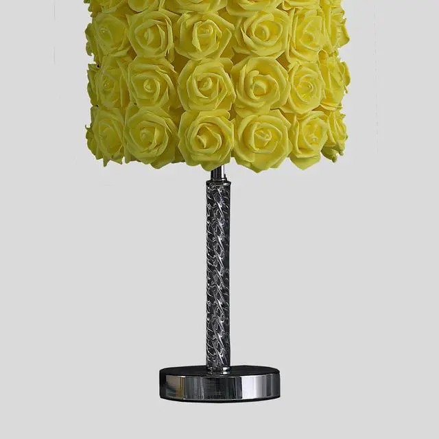 Alt view image 5 of 5 - 18.25" Yellow Roses in Bloom Acrylic / Metal Table Lamp