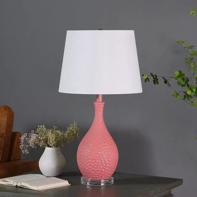 Alt view image 2 of 4 - 28" Pink Telli Pebble Mid-Century Resin Table Lamp