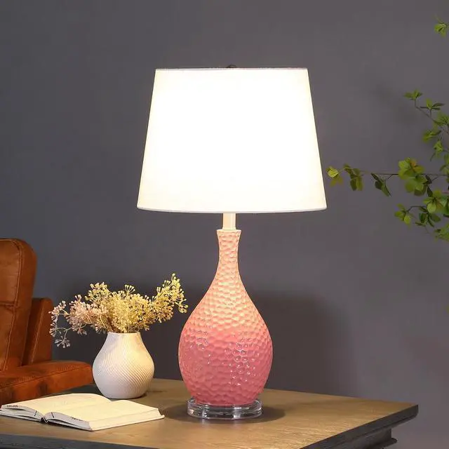 Alt view image 3 of 4 - 28" Pink Telli Pebble Mid-Century Resin Table Lamp