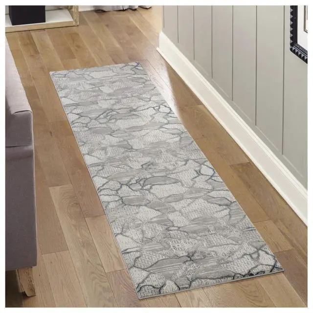Alt view image 2 of 6 - Geometrix GC_DIM1010 Gray 2 ft. 7 in. x 9 ft. 10 in. Area Rug
