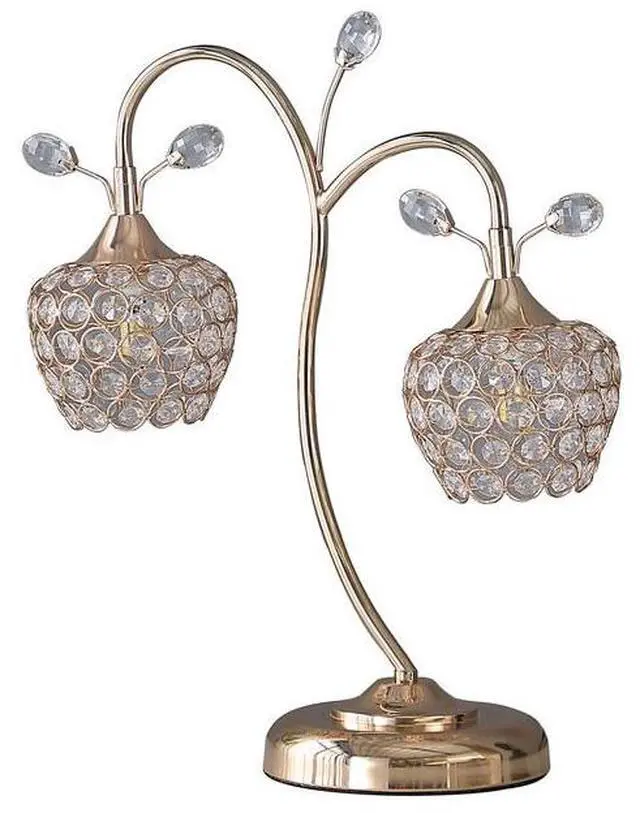 Main image of 17.25" Rose Gold 2-Floral Bell Glam Metal Table Lamp
