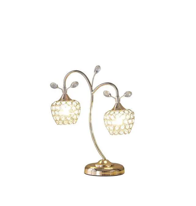 Alt view image 4 of 4 - 17.25" Rose Gold 2-Floral Bell Glam Metal Table Lamp