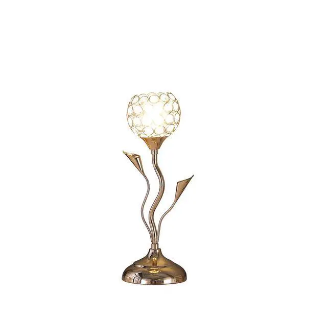 Alt view image 4 of 4 - 14" Rose Gold Floral Bell Glam Metal Table Lamp