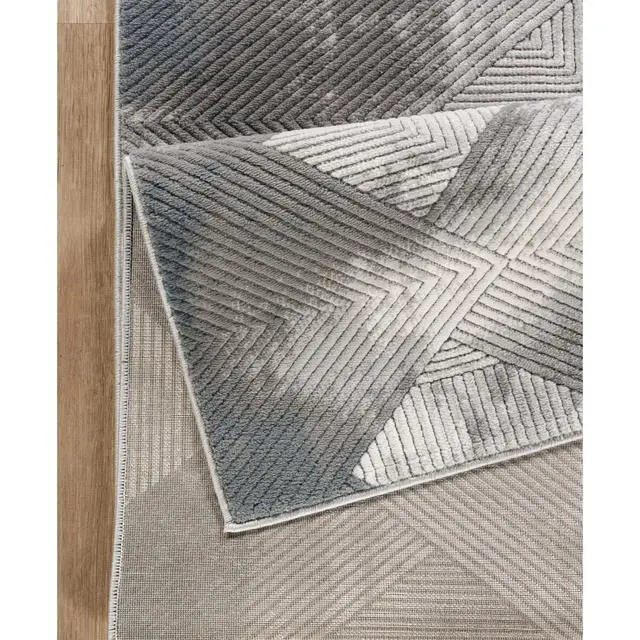 Alt view image 6 of 7 - Geometrix GC_DIM1012 Gray 2 ft. 7 in. x 9 ft. 10 in. Area Rug