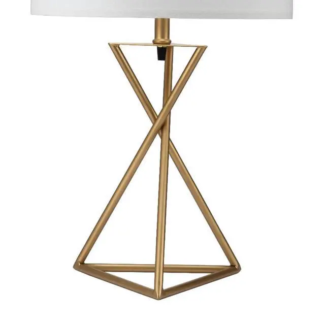 Alt view image 4 of 5 - 26.25" Tall "Ester" Mid-Century Metal Table Lamp, Hourglass Design, Matte Gold