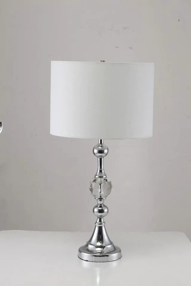 Alt view image 2 of 5 - 29.5" Tall Metal Table Lamp" Leona" with Chrome Finish and Crystal Accents