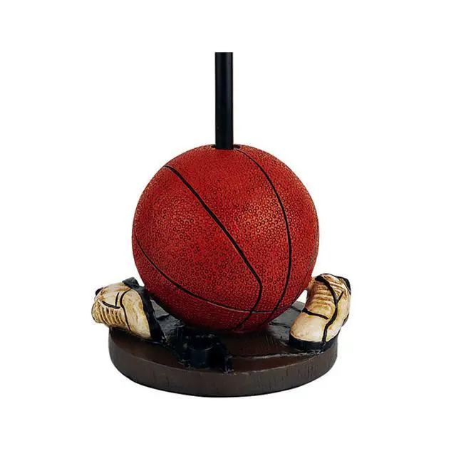 Alt view image 5 of 5 - 15" Tall Polyresin Accent Table Lamp, Basketball Shaped, Cone Linen Shade