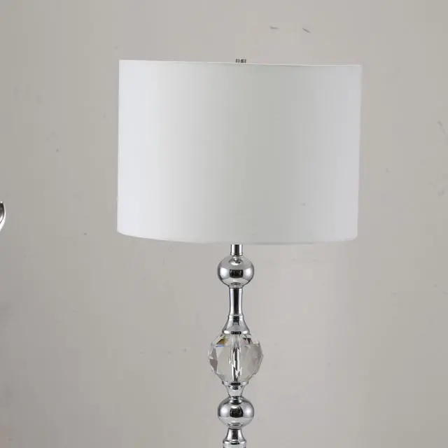 Alt view image 5 of 5 - 29.5" Tall Metal Table Lamp" Leona" with Chrome Finish and Crystal Accents