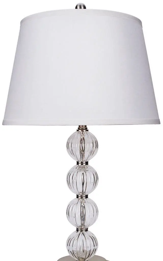 Alt view image 2 of 5 - 28.5" Tall Metal Table Lamp with Satin Nickel Finish and Orb Design, Linen Shade