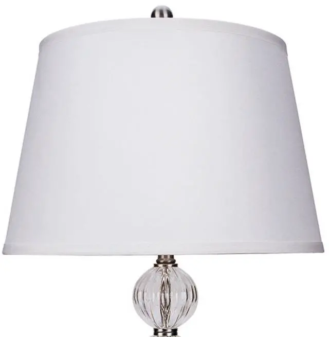 Alt view image 5 of 5 - 28.5" Tall Metal Table Lamp with Satin Nickel Finish and Orb Design, Linen Shade
