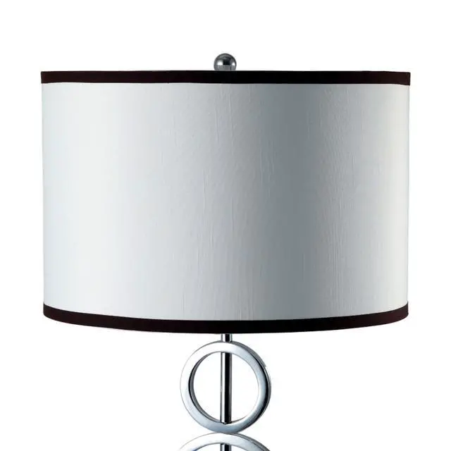 Alt view image 3 of 5 - 29" Tall Metal Table Lamp with Silver Finish, Ring Style, White Round Shade