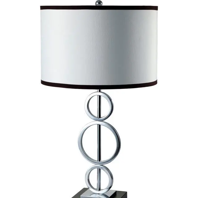 Alt view image 4 of 5 - 29" Tall Metal Table Lamp with Silver Finish, Ring Style, White Round Shade
