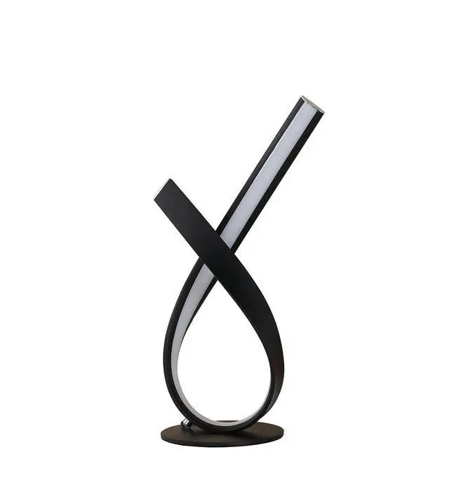 Main image of 17" Abstract Upright Ribbon Bow Led Black Metal Table Lamp