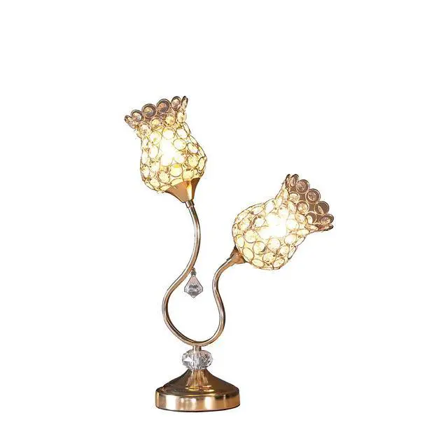 Alt view image 4 of 5 - 18.75" Rose Gold 2-Floral Trumpet Glam Metal Table Lamp