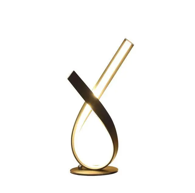 Alt view image 4 of 4 - 17" Abstract Upright Ribbon Bow Led Black Metal Table Lamp