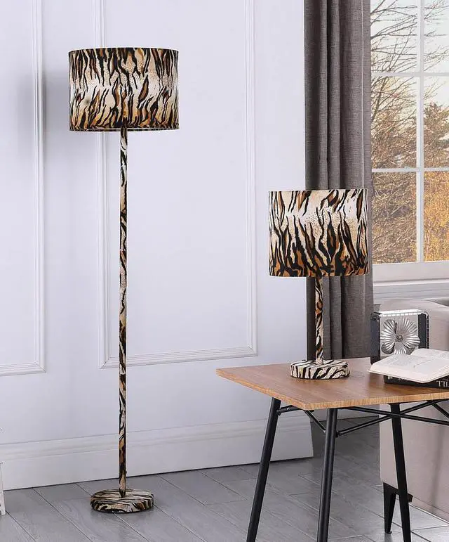 Alt view image 5 of 5 - 19.25" Faux Suede Tiger Print Metal Table Lamp