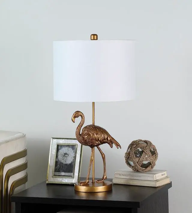 Alt view image 2 of 4 - 26" Matte Gold Flamingo Resin Table Lamp