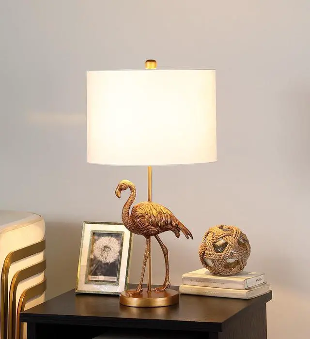 Alt view image 3 of 4 - 26" Matte Gold Flamingo Resin Table Lamp