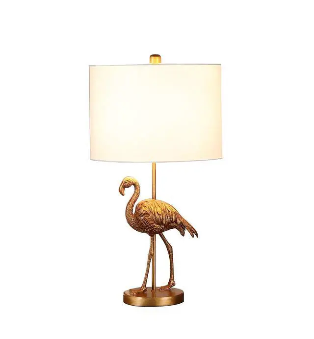 Alt view image 4 of 4 - 26" Matte Gold Flamingo Resin Table Lamp