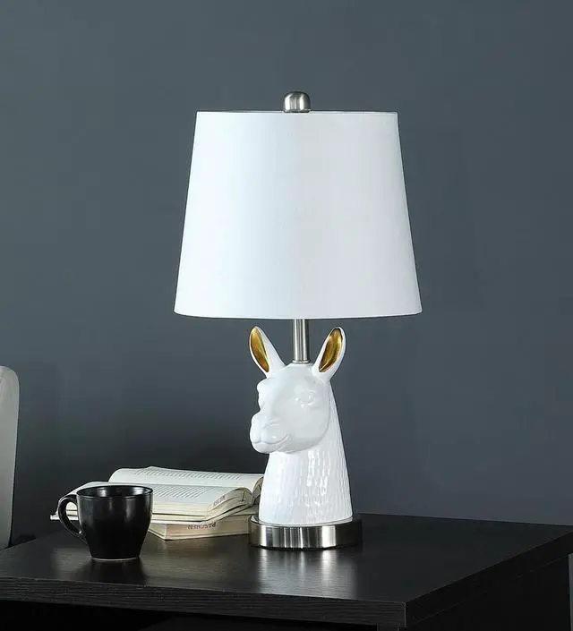 Alt view image 2 of 4 - 20.5" Patagonia White Llama Bust Resin Table Lamp