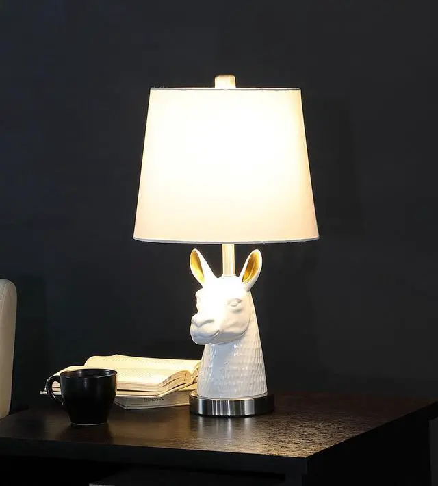 Alt view image 3 of 4 - 20.5" Patagonia White Llama Bust Resin Table Lamp