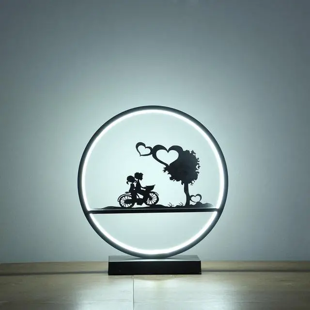 Alt view image 3 of 5 - 13-inch Girl and Boy on Bicycle Led Accent Table Lamp
