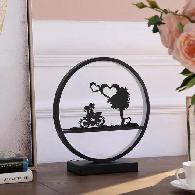 Alt view image 4 of 5 - 13-inch Girl and Boy on Bicycle Led Accent Table Lamp