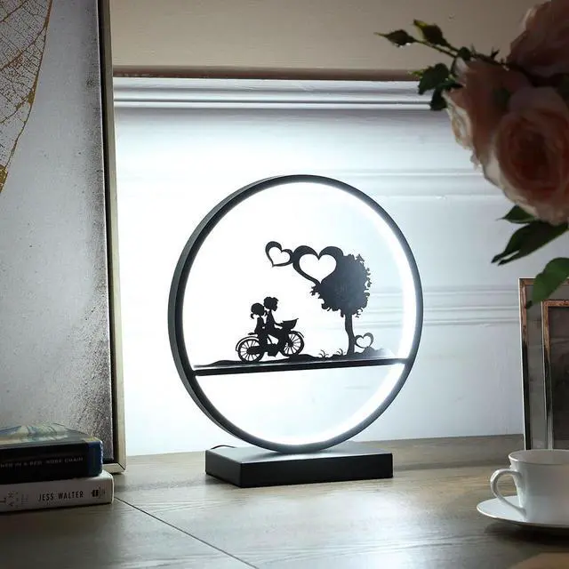 Alt view image 5 of 5 - 13-inch Girl and Boy on Bicycle Led Accent Table Lamp
