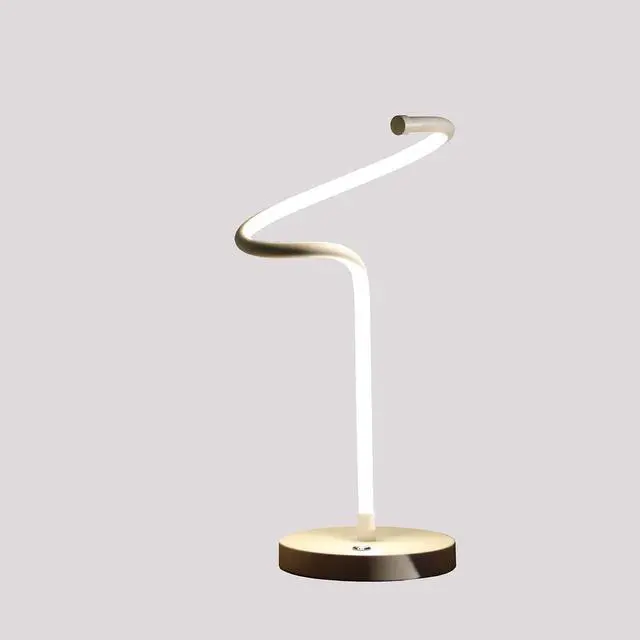 Alt view image 2 of 5 - 19-inch Led Matte White Curvilinear S-Curve Spiral Tube Led Table Lamp